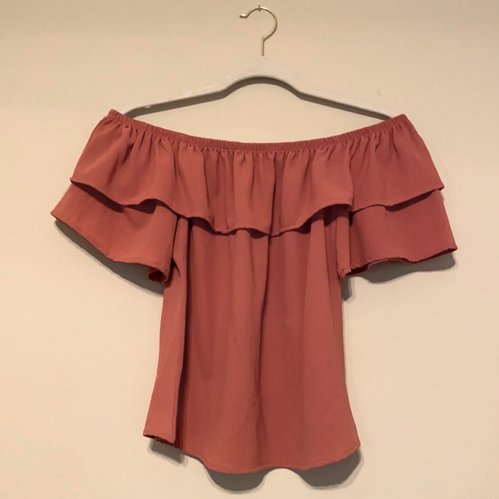 Flowy off the shoulder pink blouse